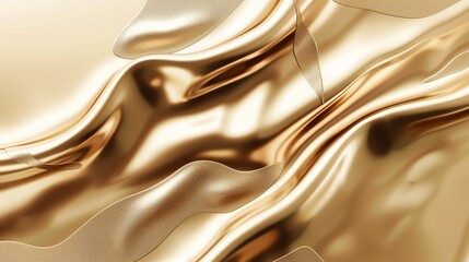 Abstract 3D render of wavy gold.