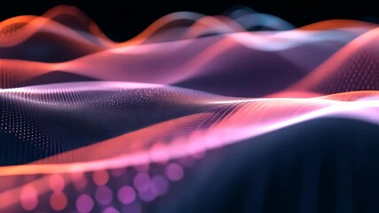 Wall Mural - abstract digital wave background red blue glowing particles