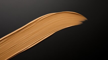 Leinwandbilder - Close-up of a creamy light beige cosmetic foundation applied on a glossy black surface, highlighting its consistency and texture under diffused lighting