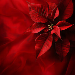 Wall Mural - Abstract background with red Poinsettia leaves. Square composition.