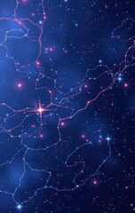 Wall Mural - Abstract Cosmic Network Glowing Lines And Stars