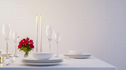 minimalistic image of a modern and clean table set with elegant luxurious dinnerware