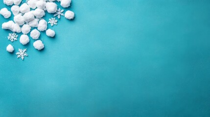 Aufkleber - A collection of delicate snowflakes interspersed among soft frosty elements creates a beautiful winter border against a calming blue backdrop
