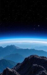 Wall Mural - majestic mountain range viewed from space showing earths curve
