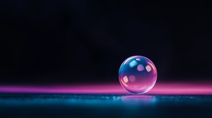 Aufkleber - A shimmering liquid blob reflects dynamic iridescent colors creating a vibrant contrast with a sleek black background, inviting creative copy on the left side