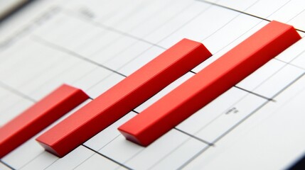 Aufkleber - Red Bar Graph Representing Growth on Financial Chart Background
