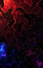 Wall Mural - Abstract Red And Blue Swirling Nebula Design
