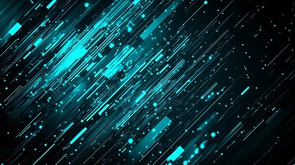 Fototapete - Dynamic Blue Neon Streaks Depicting Advanced Digital Technology in Motion : Generative AI