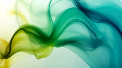 Wall Mural - abstract green yellow swirling smoke flowing texture background