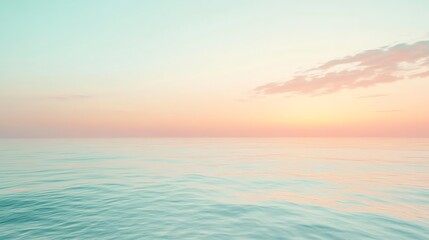 Wall Mural - a soft, blurred image of the ocean and sky at sunset in pastel colors.