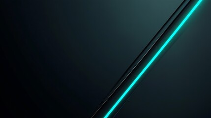 Poster - Futuristic Technology Background with Radiant Teal Lines and Dark Geometric Patterns : Generative AI
