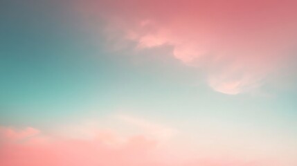 Wall Mural - A soft, dreamy sky with pink and blue clouds over a forest.