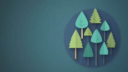 Minimalist Paper Cutout Trees  Green Forest  Nature Background