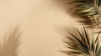 Wall Mural - Palm Leaf Shadows on Beige Background