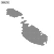 © puruan - Map outline of Malta with unique dotted texture showcased in black and white color scheme