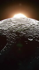 Wall Mural - Vertical Moon Establishing Shot with the Sun Rising Behind