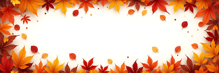 Wall Mural - Rustic autumn border features colorful leaves, perfect for customizing holiday decorations and adding a cozy touch to seasonal events._00001_
