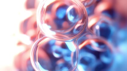 Leinwandbilder - Abstract composition of spherical glass shapes, where light plays in cool and warm tones, creating an effect of depth and layering through blurred and sharp elements
