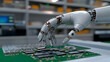 © Rohit k  - Cutting edge robotic hand carefully examining a sophisticated circuit board, demonstrating the power of automation in contemporary electronics production in a state of the art lab setting