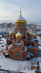 Wall Mural - Church of the Kazan Icon of the Mother of God in Orenburg on a frosty winter day