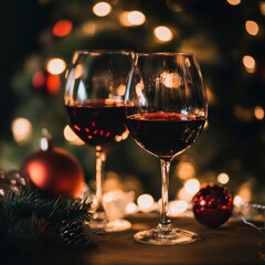 Wall Mural - cozy holiday drink with christmas decorations