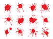 © MOHAMMAD - set of ink blots,  Ink drops and splashes, blotter spots, liquid paint drip, ink splatter, red artistic grunge abstract spots, monochrome drip splash, messy inkblot, vector set, paint texture