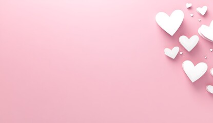 Sticker - A pink Valentine's Day background with heart-shaped paper cutouts