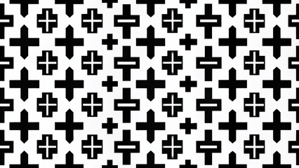 Wall Mural - black and white cross sign pattern on white background ideal for mathematics geometry projects and e