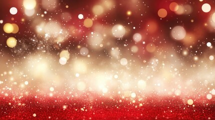 Wall Mural - Happy Holiday New Year red abstract: Defocused red and gold bokeh lights create a soft, dreamy holiday ambiance, perfect for New Year's celebrations and seasonal greetings.
