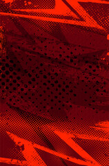 Wall Mural - dynamic grungy scratchy halftone red texture background with lightning shapes