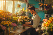 © Jaroslav Machacek - Smiling Florist Arranging Colorful Bouquet