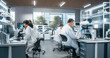 © Gorodenkoff - Team of Research Scientists Using Microscopes and Computers, Analyzing Test Trial Data of a New Generation Medical Drug. Diverse Men and Women Working in a Modern Bioengineering Laboratory