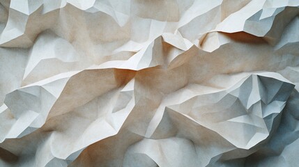 Fototapete - Crumpled paper creates abstract textured background with light and shadow