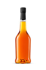 Wall Mural - Glass bottle of amber color alcohol, whisky, brandy, cognac isolated. Transparent PNG image.