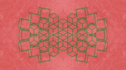 Fototapete - Digital seamless loop animation with smoothly changing contours of cubes forming a dynamic figure. The bright orange textured background adds depth. While the minimalist style. 3d rendering 4K