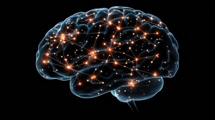 Aufkleber - An abstract representation of a human brain formed by glowing neural networks and synapses, providing space for additional text and ideas. Generative AI