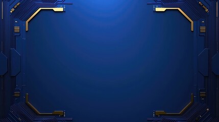 Wall Mural - abstract blue and gold tech background with empty space for text or logo.