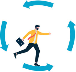 Wall Mural - Man Running In A Gear. concept of business administration.

