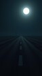 © vilavanh - The full moon casts long shadows across the dusty surface of a deserted road at night, dusty road, rural landscape , desolation