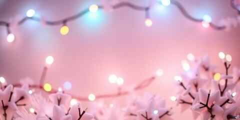 strings of bright and colorful christmas lights glowing against a white background, sparkly, vibrant