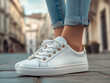 © ekampos - Women's casual sneakers shoes with lace up leather material