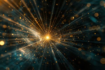 Wall Mural - Abstract light explosion with golden particles