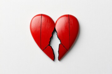 Poster - A minimalist design of a broken heart symbol, split into two halves with subtle shading and a clean background
