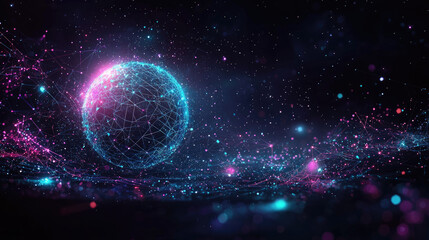 Wall Mural - futuristic abstract high-tech digital sphere in dark space - modern design concept