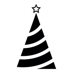 Canvas Print - christmas tree silhouette symbol icon shape, black and white vector illustration of one stylized dec