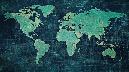  A textured world map in a colorful, Artistic representation of a world map in a modern color tone background, Exploring the intricacies of a creatively designed world map.