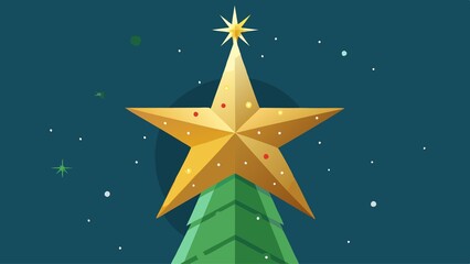 Wall Mural - A Christmas tree with a gold star on top