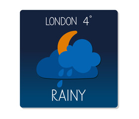 Wall Mural - weather forecast for london showing rainy conditions with cool temperatures