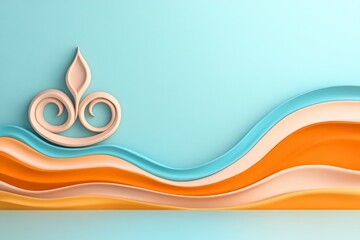 Aufkleber - A clean vector of the Aum symbol with flowing lines, set against a gradient background of soft pastel colors