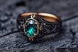 © Thanyarat - A gothic depiction of a diamond set into a dark, ornate ring, surrounded by shadowy lighting and a mysterious ambiance